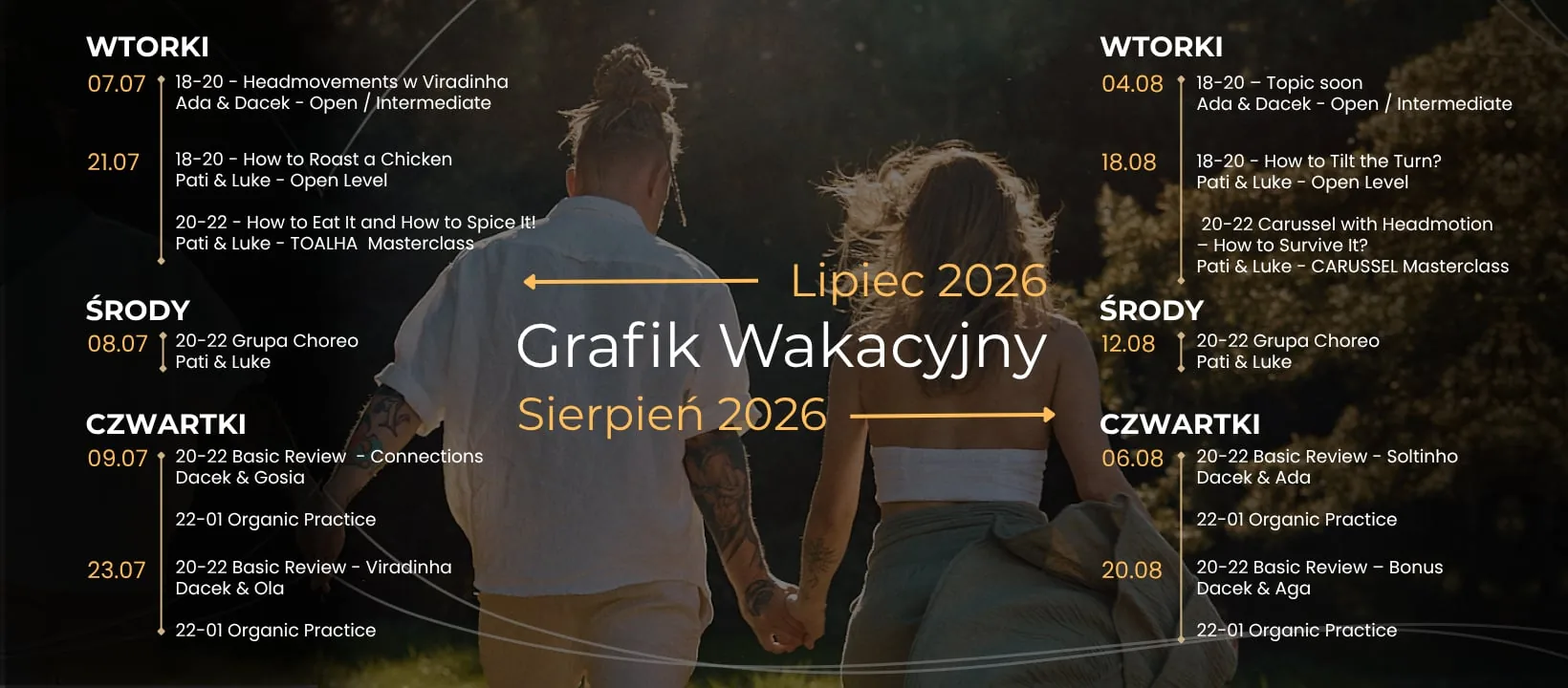 Grafik wakacyjny zajęć — lipiec i sierpień 2026